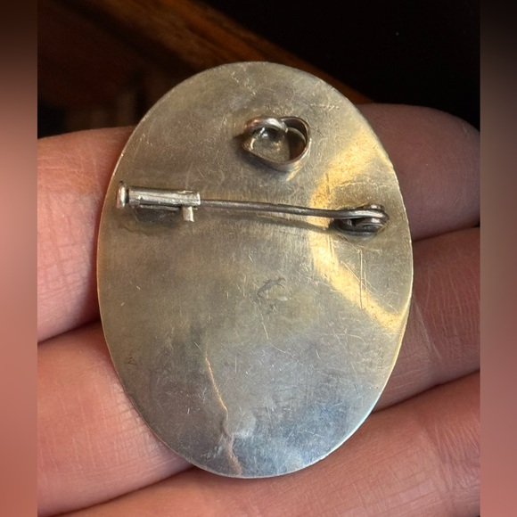 Antique 925 sterling silver Egyptian head with hieroglyphics brooch & pendant - Picture 3 of 3